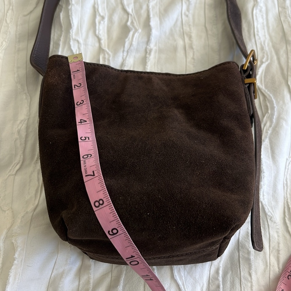 Mini Brown Suede Bucket Bag - Picture 4 of 11
